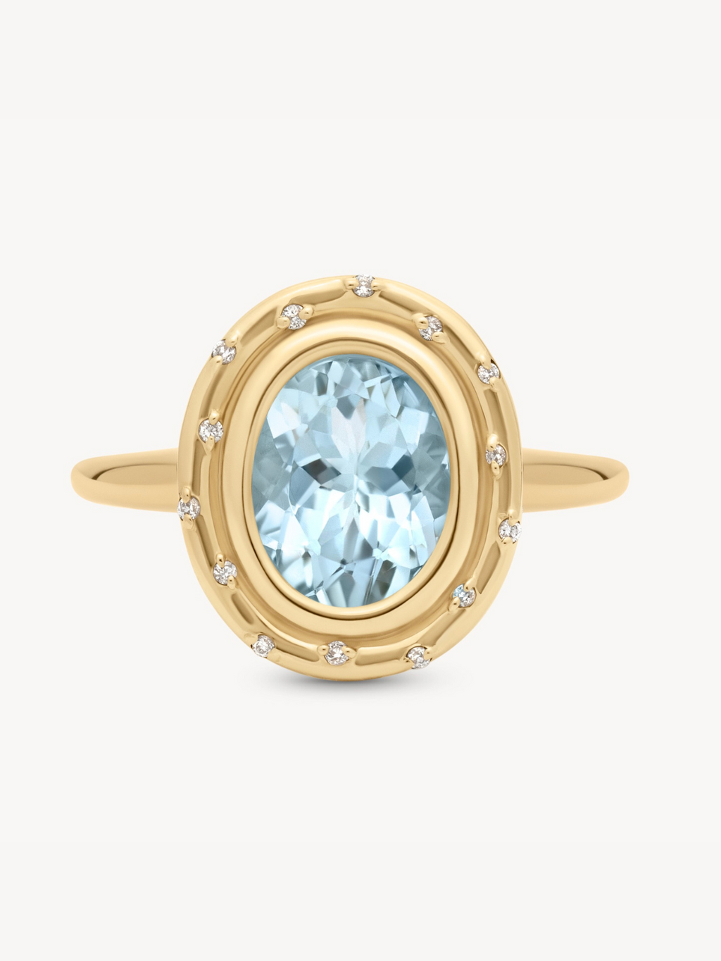 Aquamarine Oval Spotlight Ring