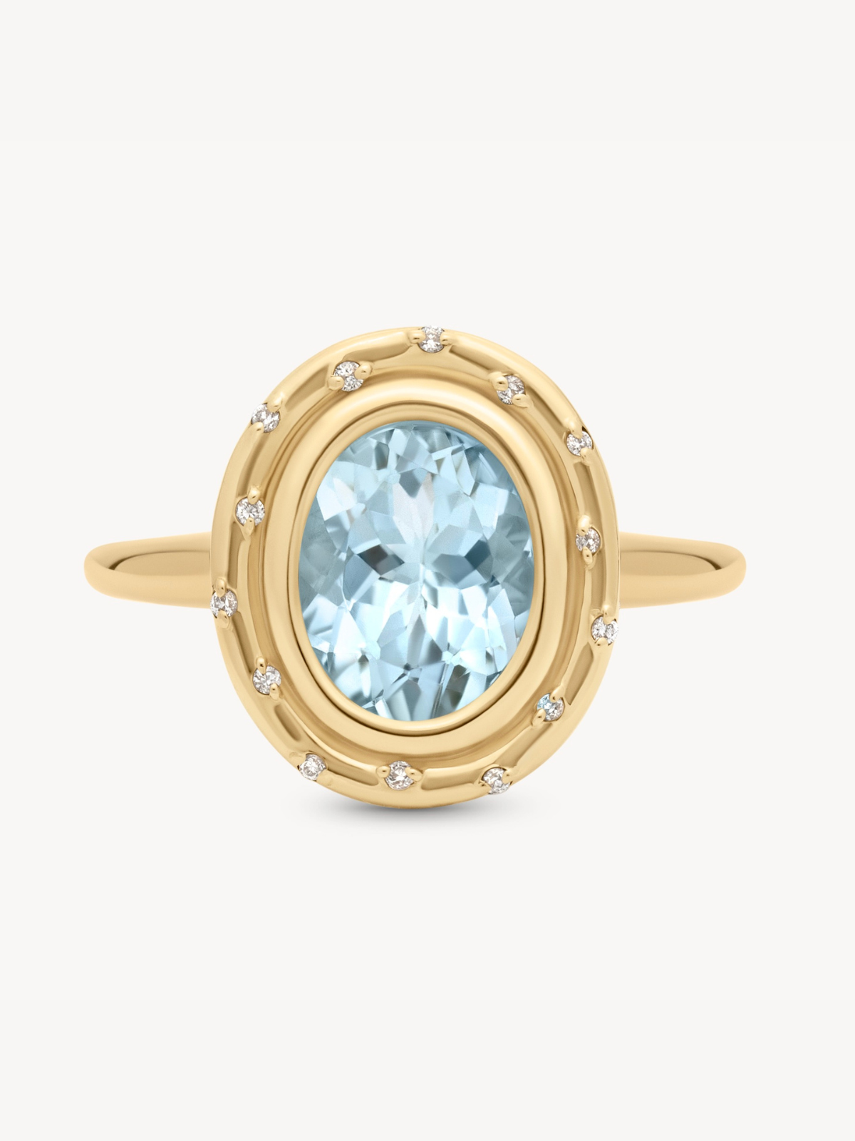 Aquamarine Oval Spotlight Ring
