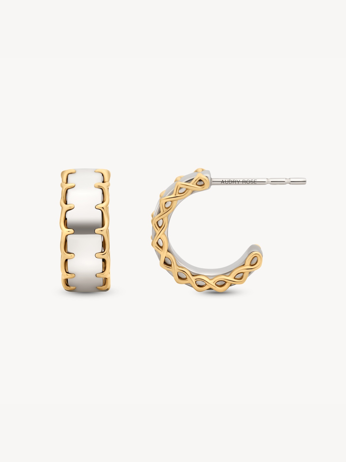 Mixed Metal Stitched Hoops