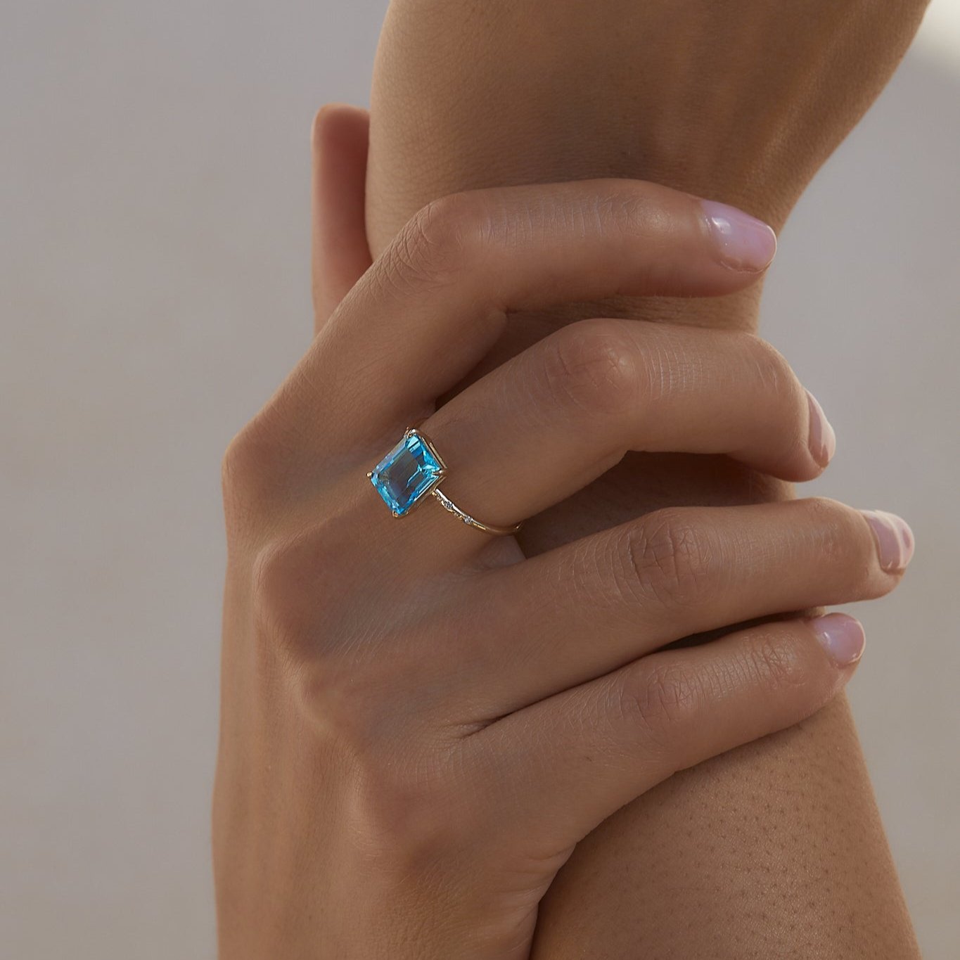 Large Starry Blue Topaz Ring