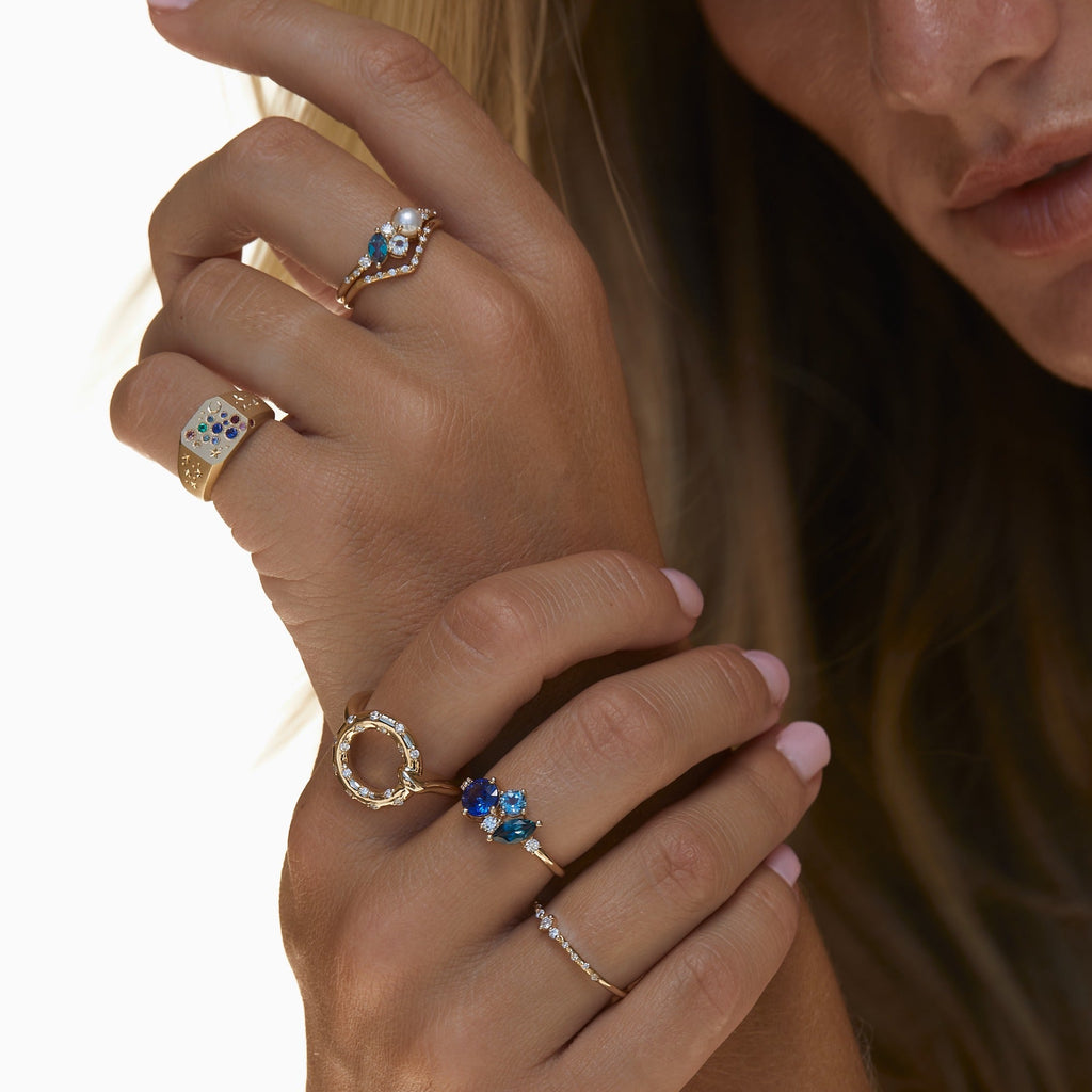 Pearl Ocean Starry Cluster Ring