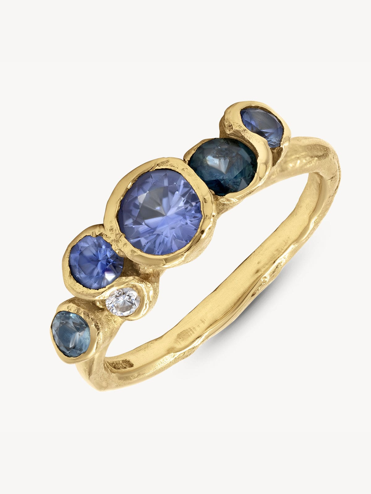Blue Ocean Sapphires Seaweed Ring