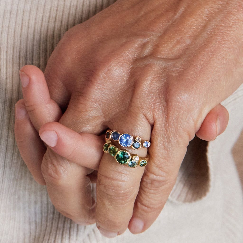 Blue Ocean Sapphires Seaweed Ring