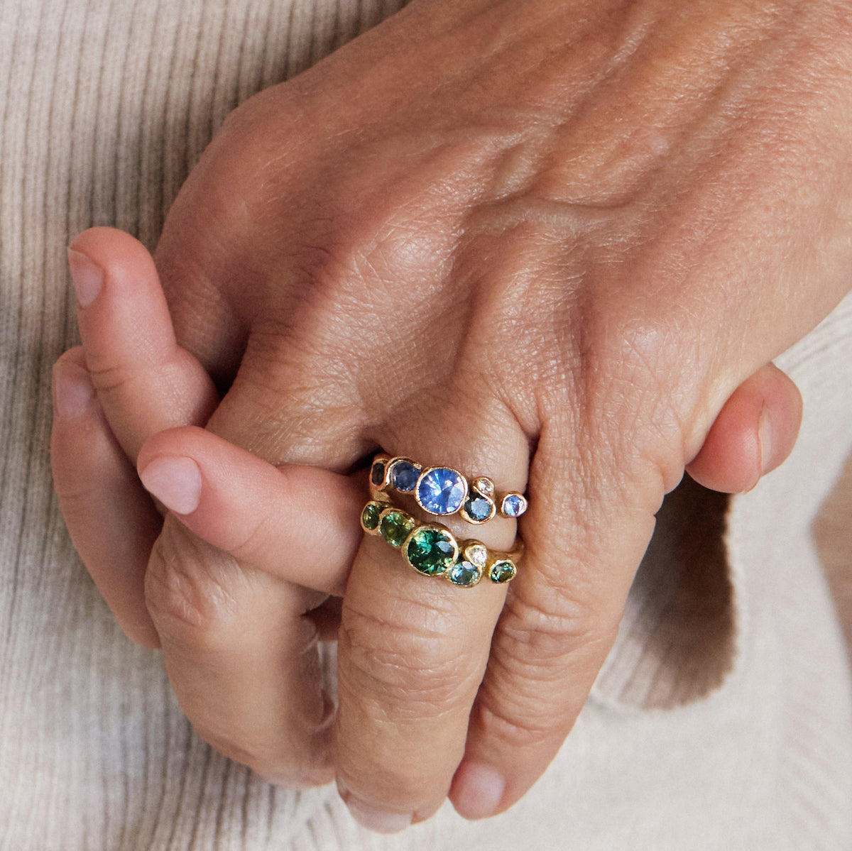 Blue Ocean Sapphires Seaweed Ring