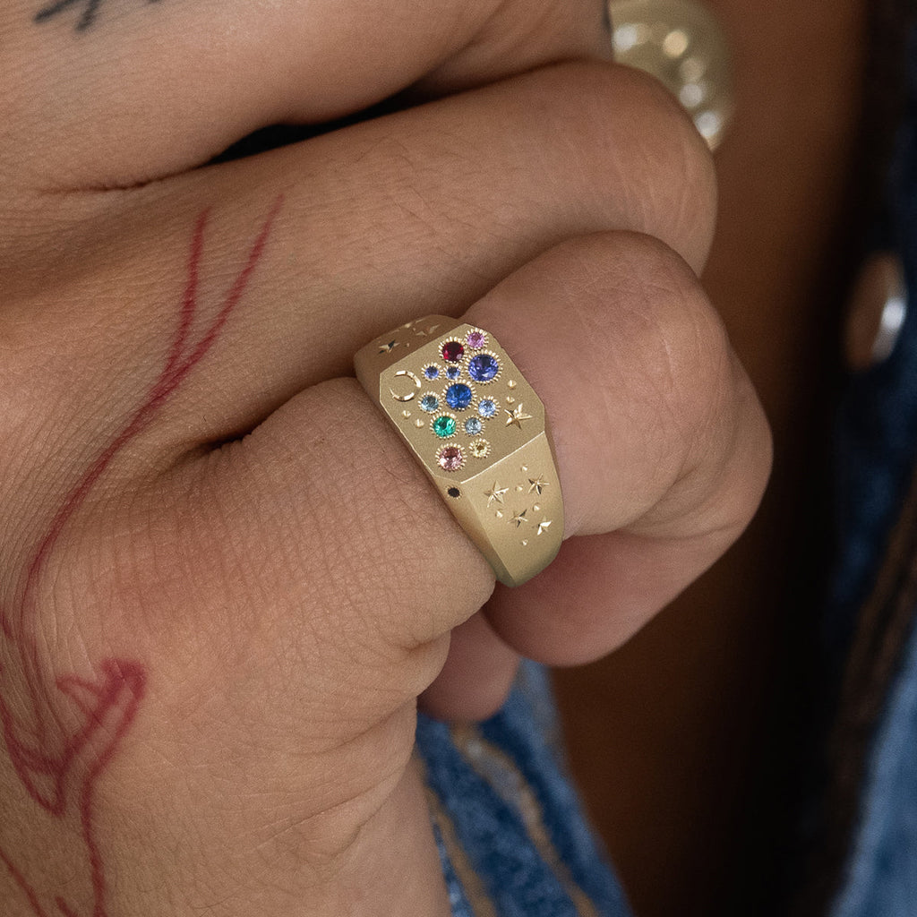Rainbow Sapphire Celestial Ring