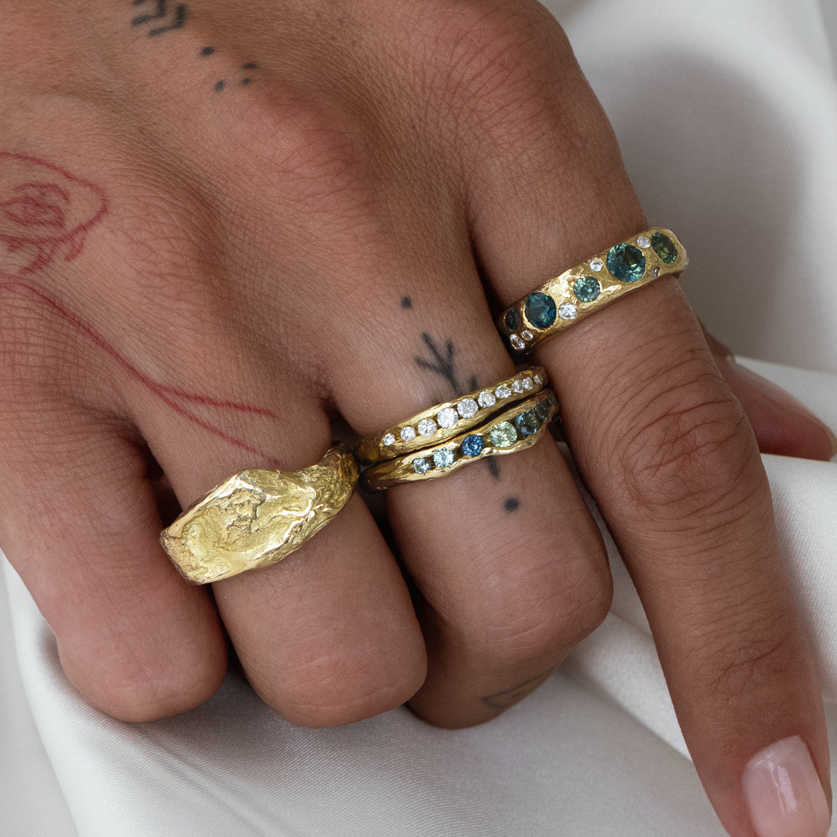 Sapphire Half Channel Ring