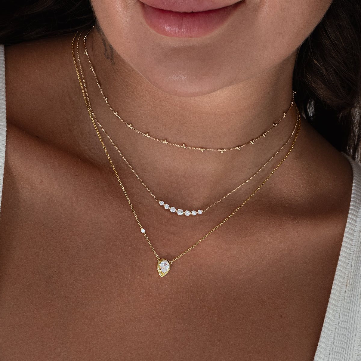 Lab-Grown Floating White Diamond Necklace