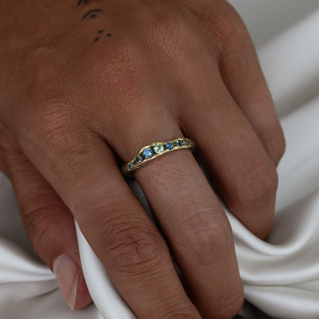 Sapphire Half Channel Ring