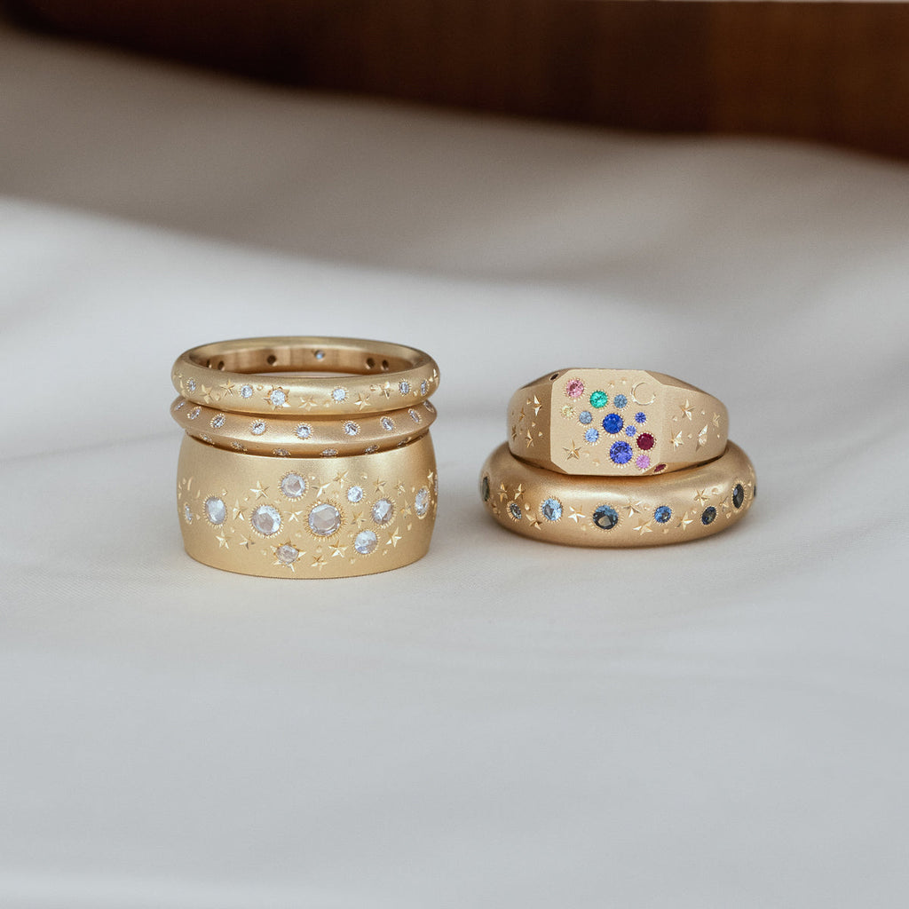 Rainbow Sapphire Celestial Ring