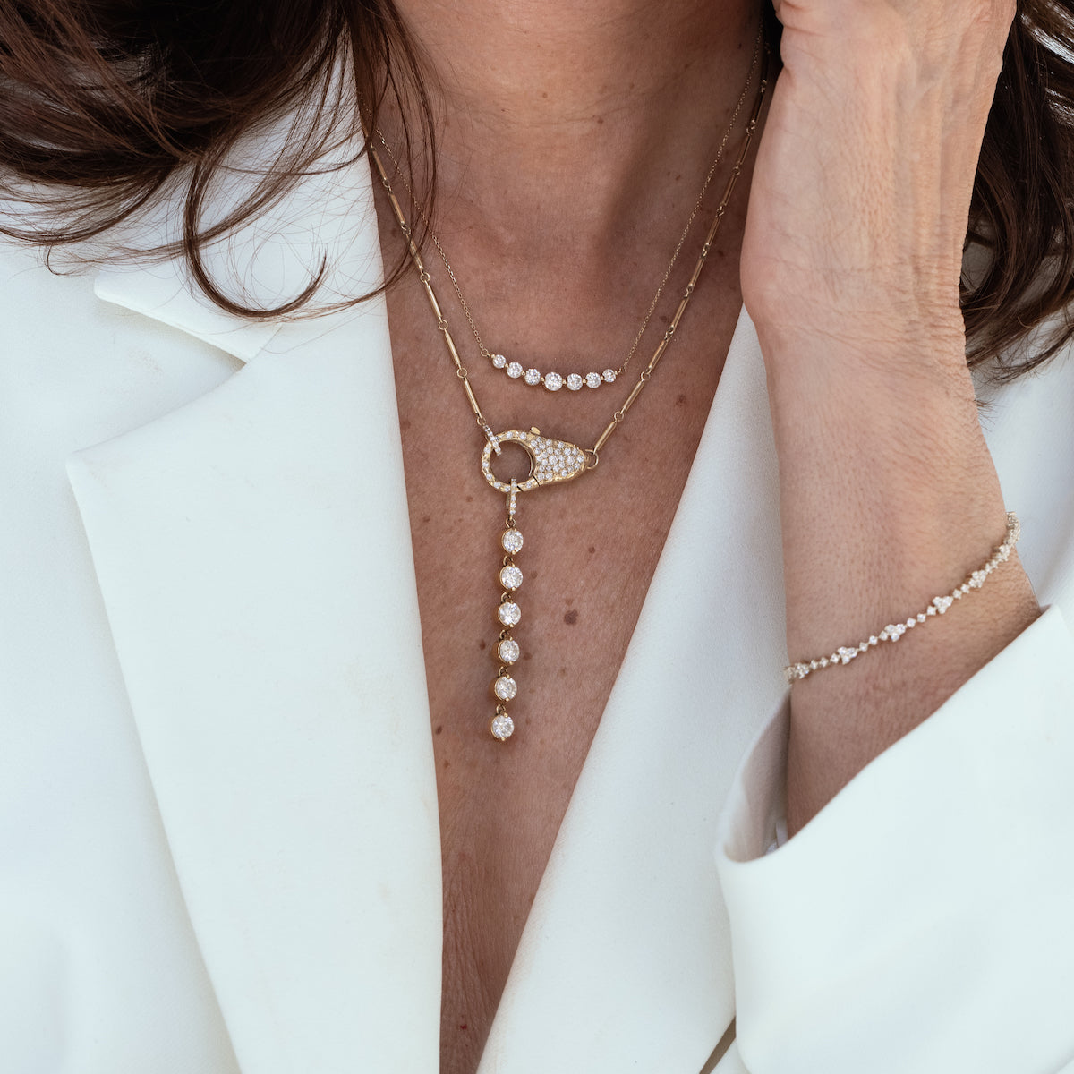 Floating Natural White Diamond Necklace
