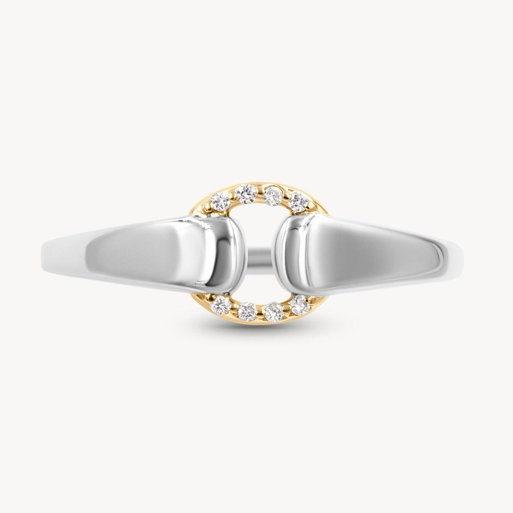 Mixed Metal Diamond Buckle Ring