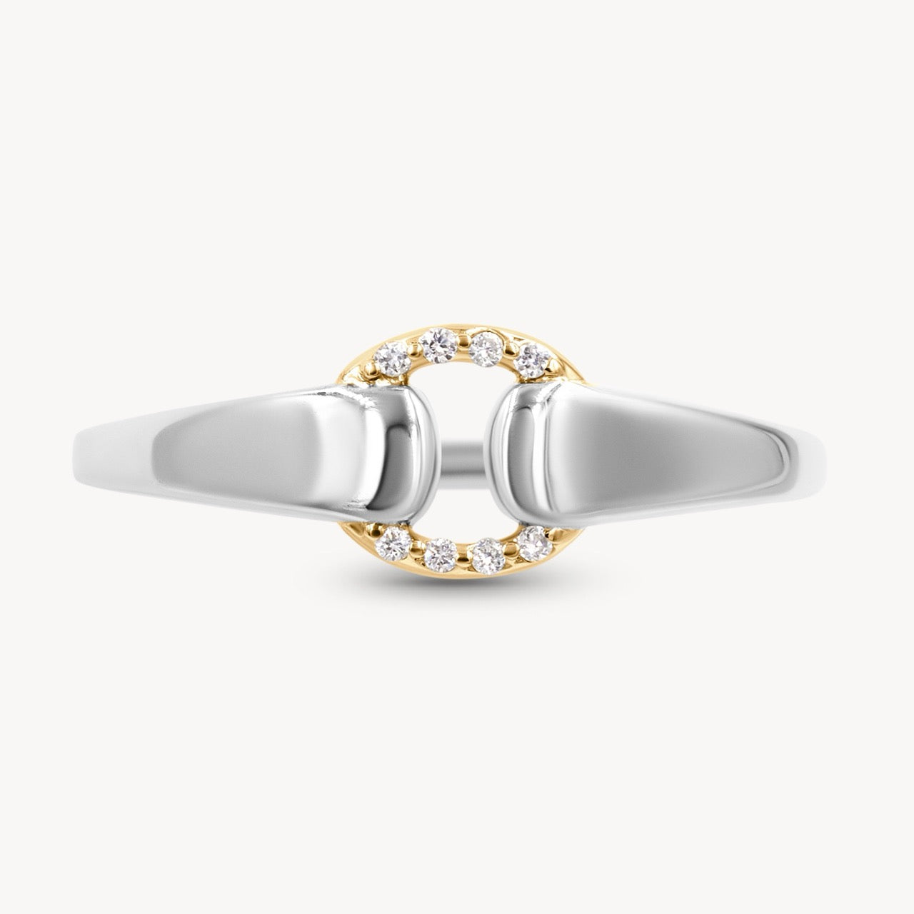 Mixed Metal Diamond Buckle Ring