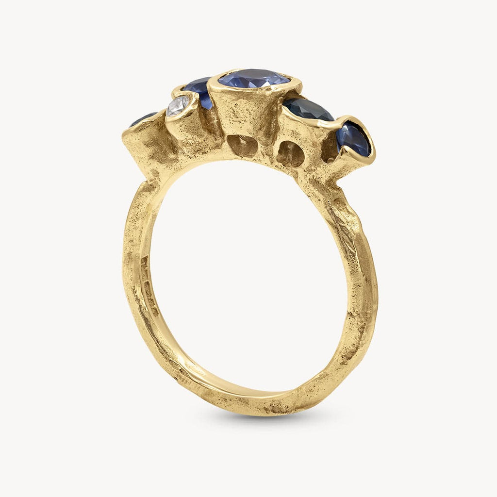 Blue Ocean Sapphires Seaweed Ring