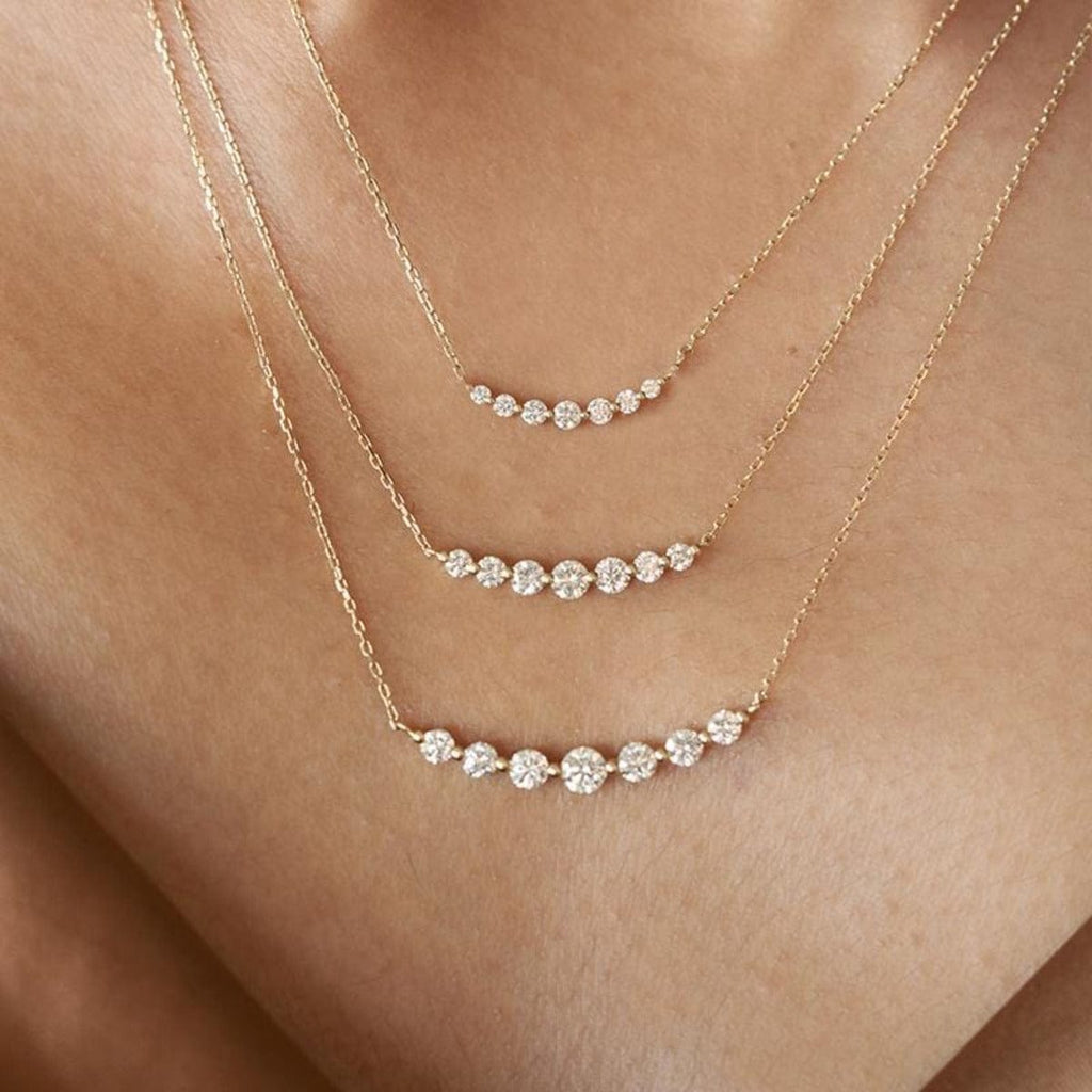 Floating Natural White Diamond Necklace
