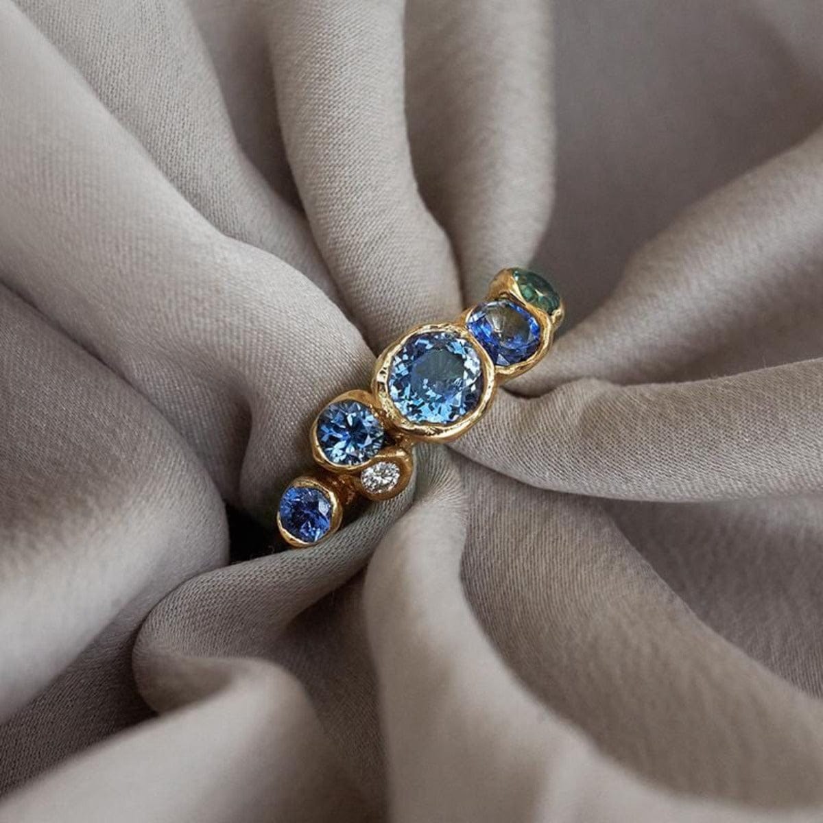 Blue Ocean Sapphires Seaweed Ring