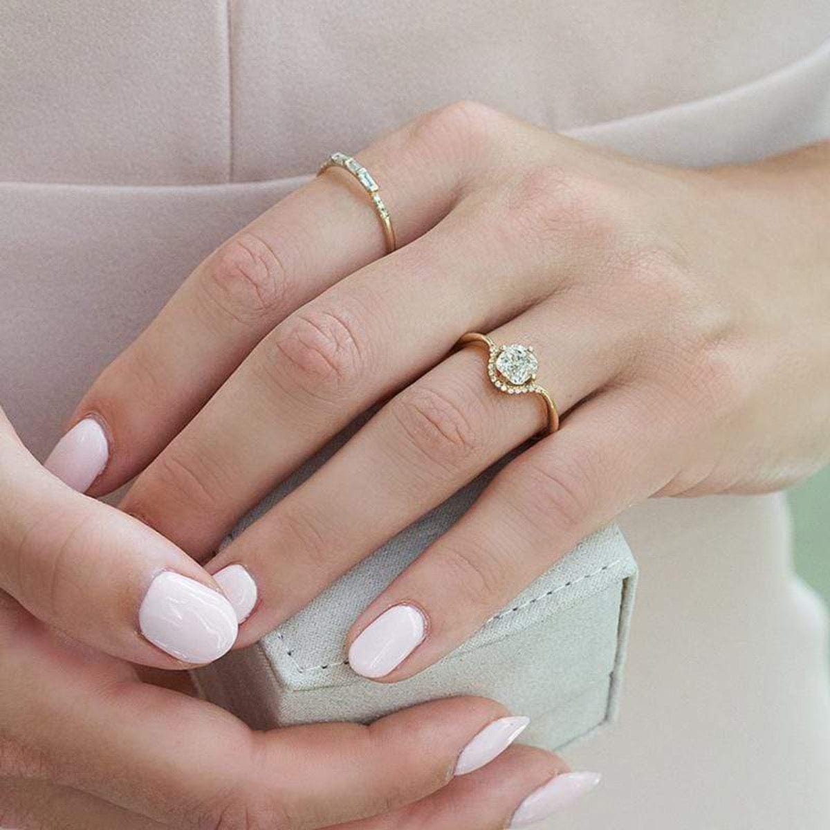 Cushion Diamond Crown Ring