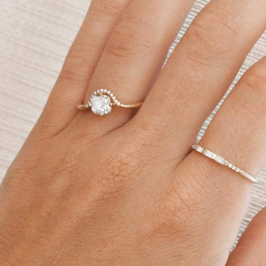 Cushion Diamond Crown Ring