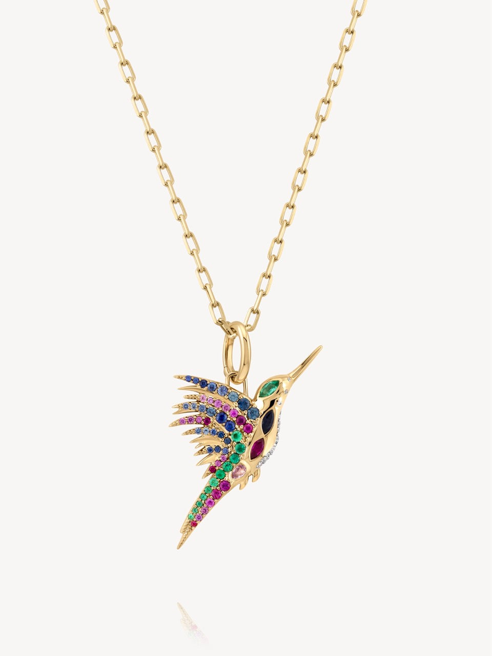 Rainbow and Diamond Colibri Pendant