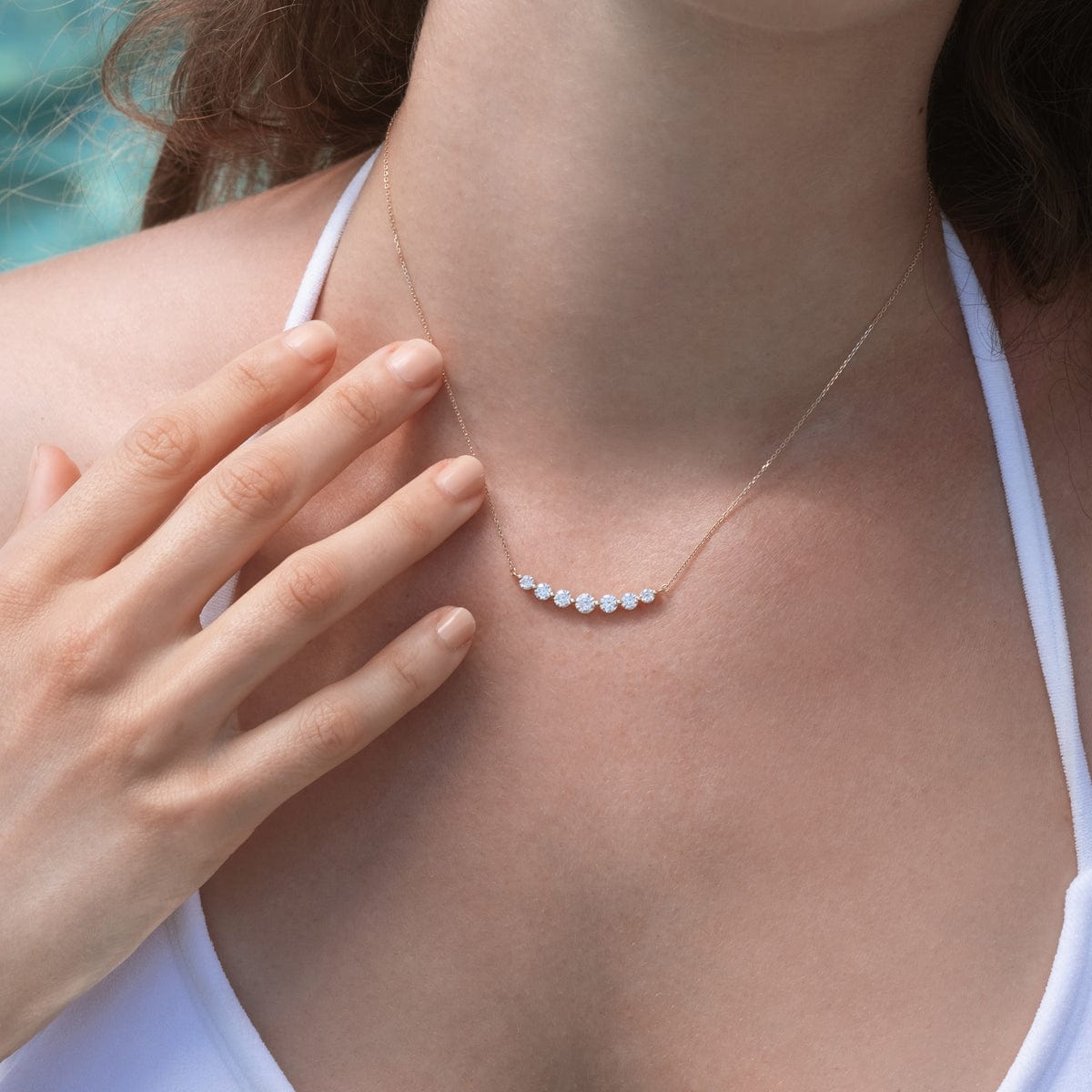 Lab-Grown Floating White Diamond Necklace