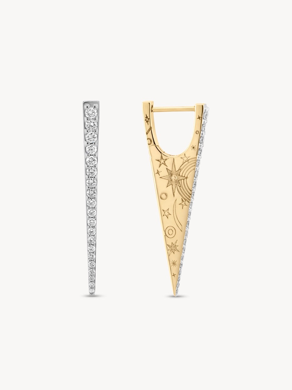 Elongated Diamond "V" Hoop Earrings