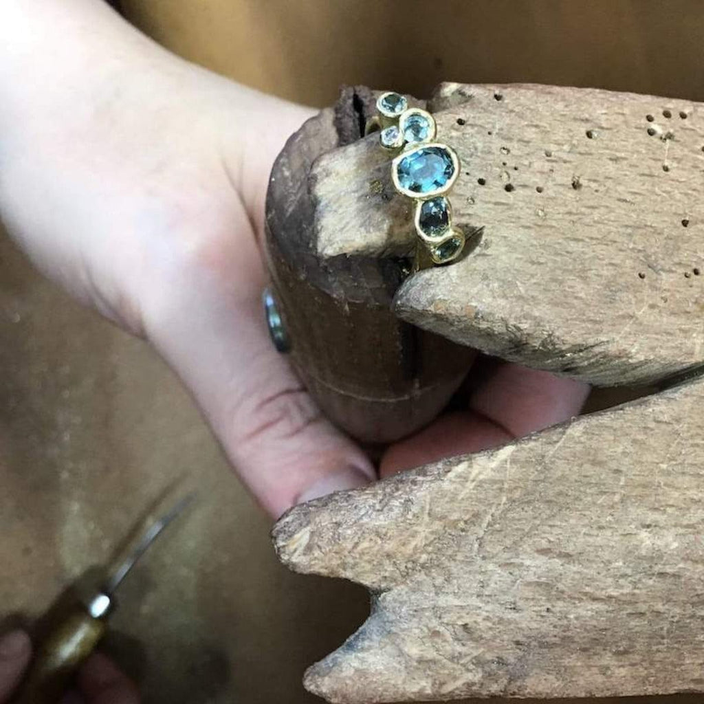 Blue Ocean Sapphires Seaweed Ring