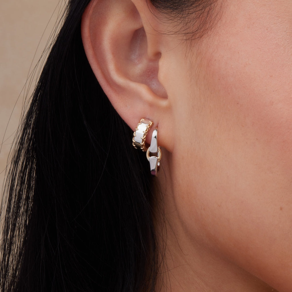 Mixed Metal Stitched Hoops