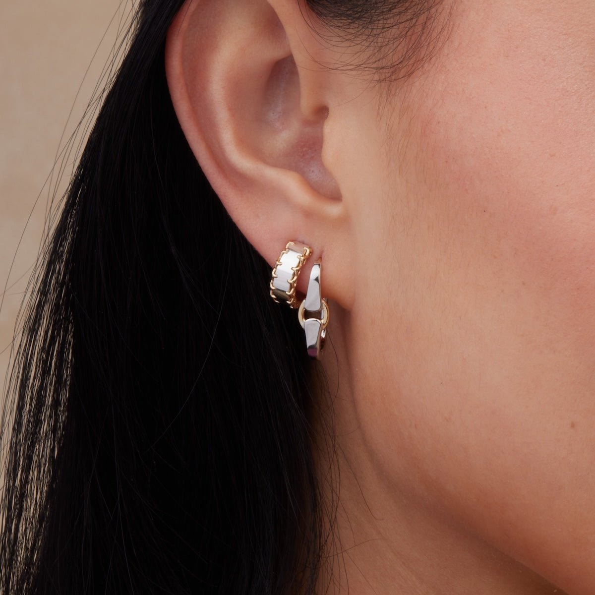 Mixed Metal Buckle Earrings