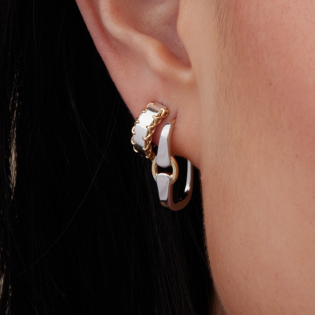 Mixed Metal Buckle Earrings