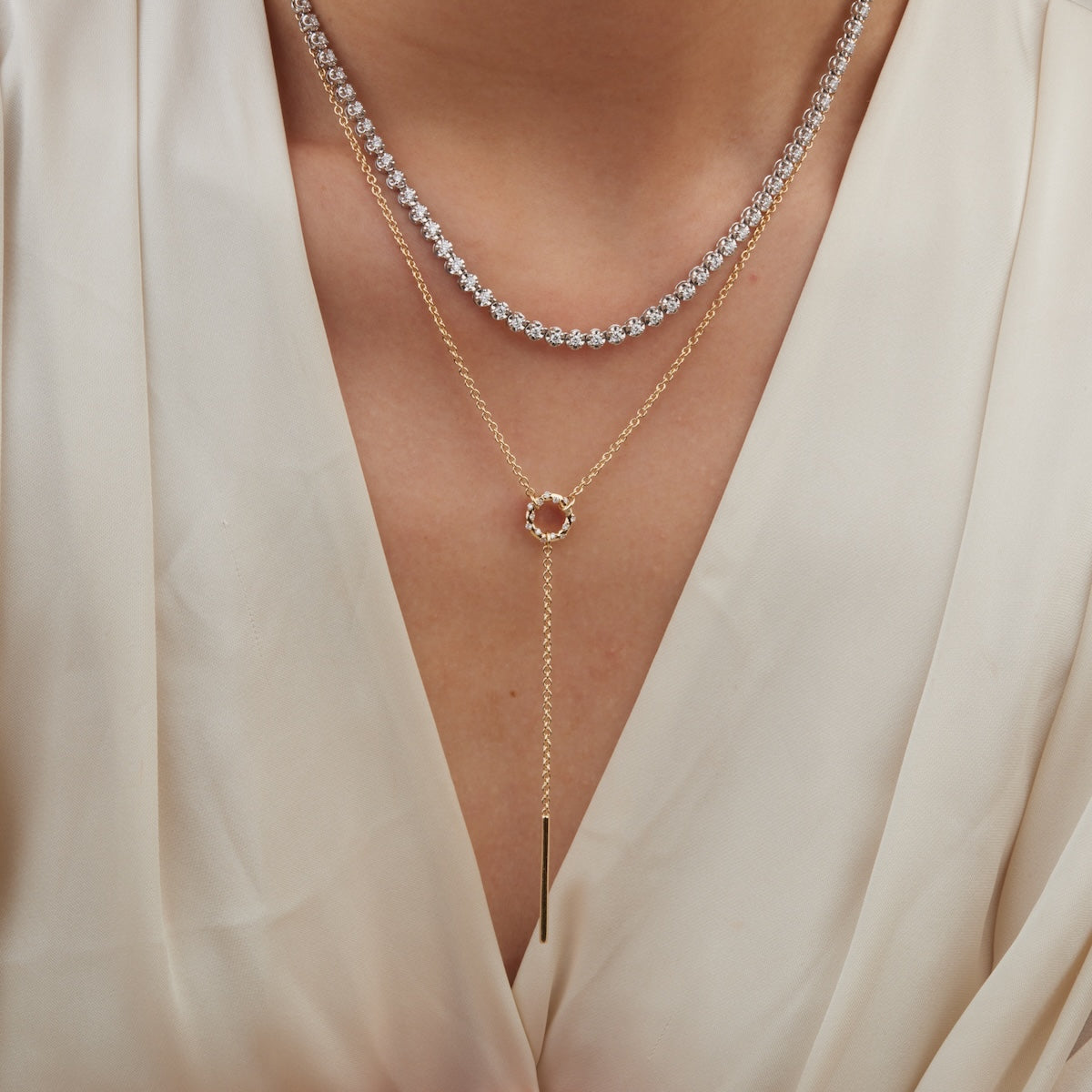 Starry Diamond Lariat Necklace