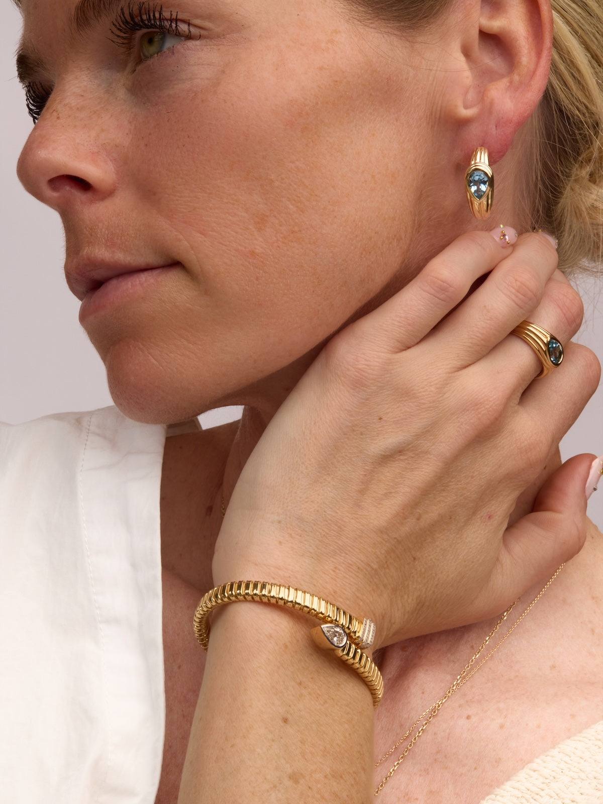 Gold Pear Coil Cuff