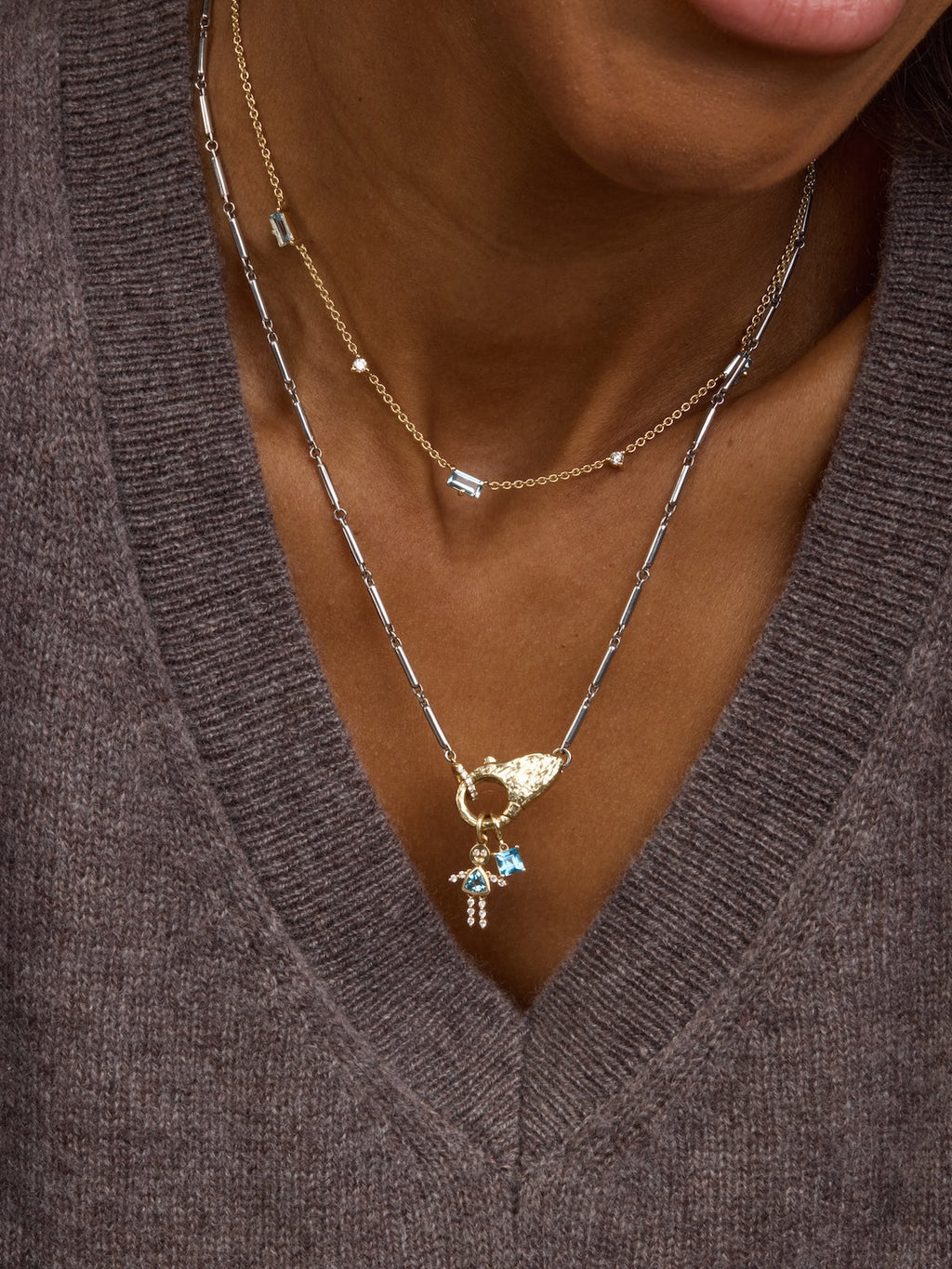 Mixed Metal Mini Lock Necklace