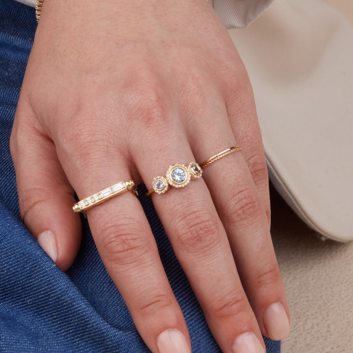 Aquamarine Spotlight Trinity Ring