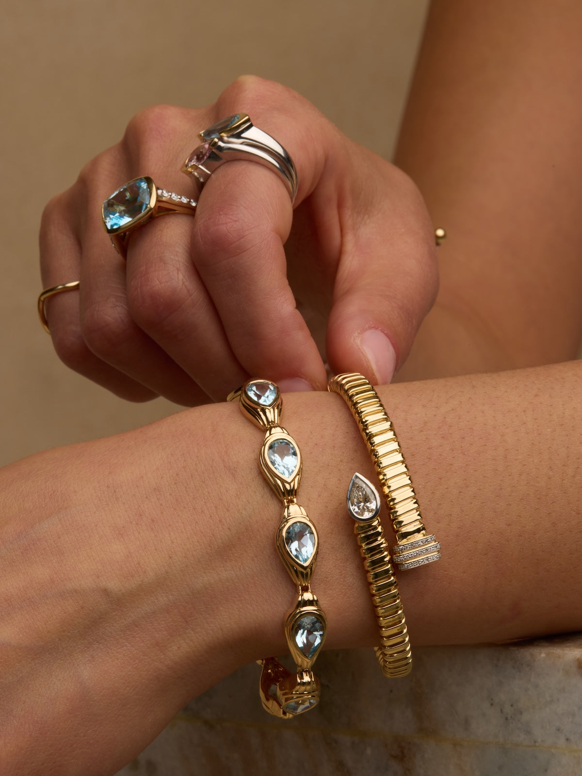 Gold Pear Coil Cuff