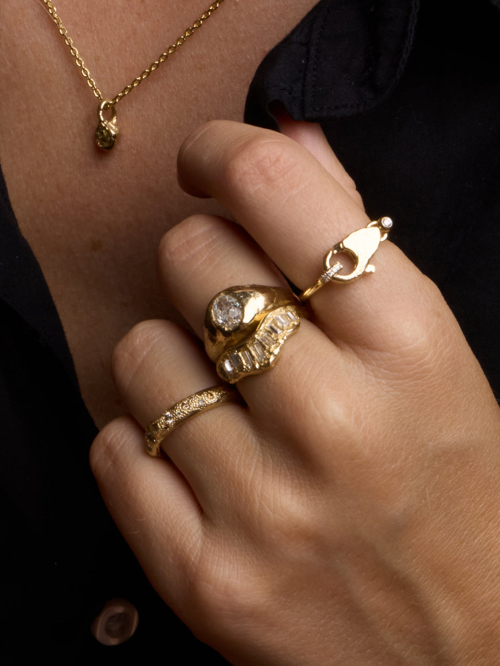Soft White Diamond Scatter Ring