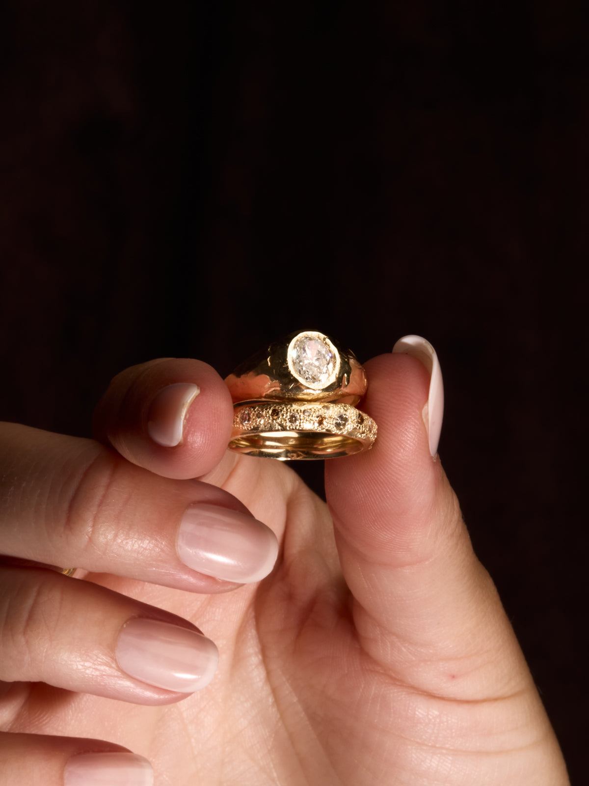 Champagne Diamond Scatter Ring