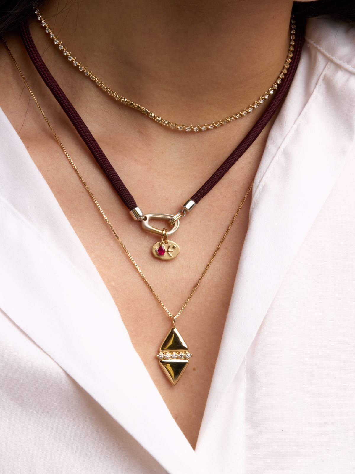 Mixed Metal Carabiner Necklace