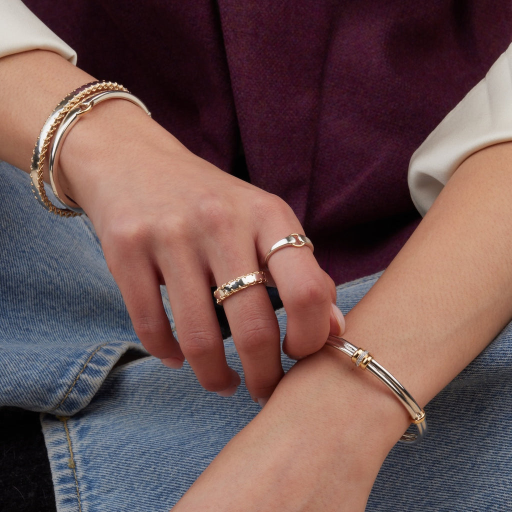 Mixed Metal Stitched Ring