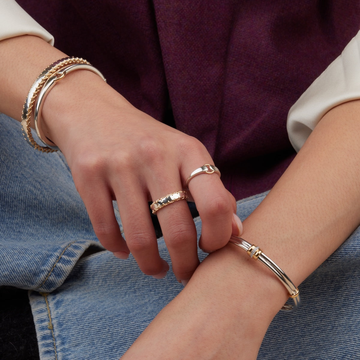 Mixed Metal Buckle Ring