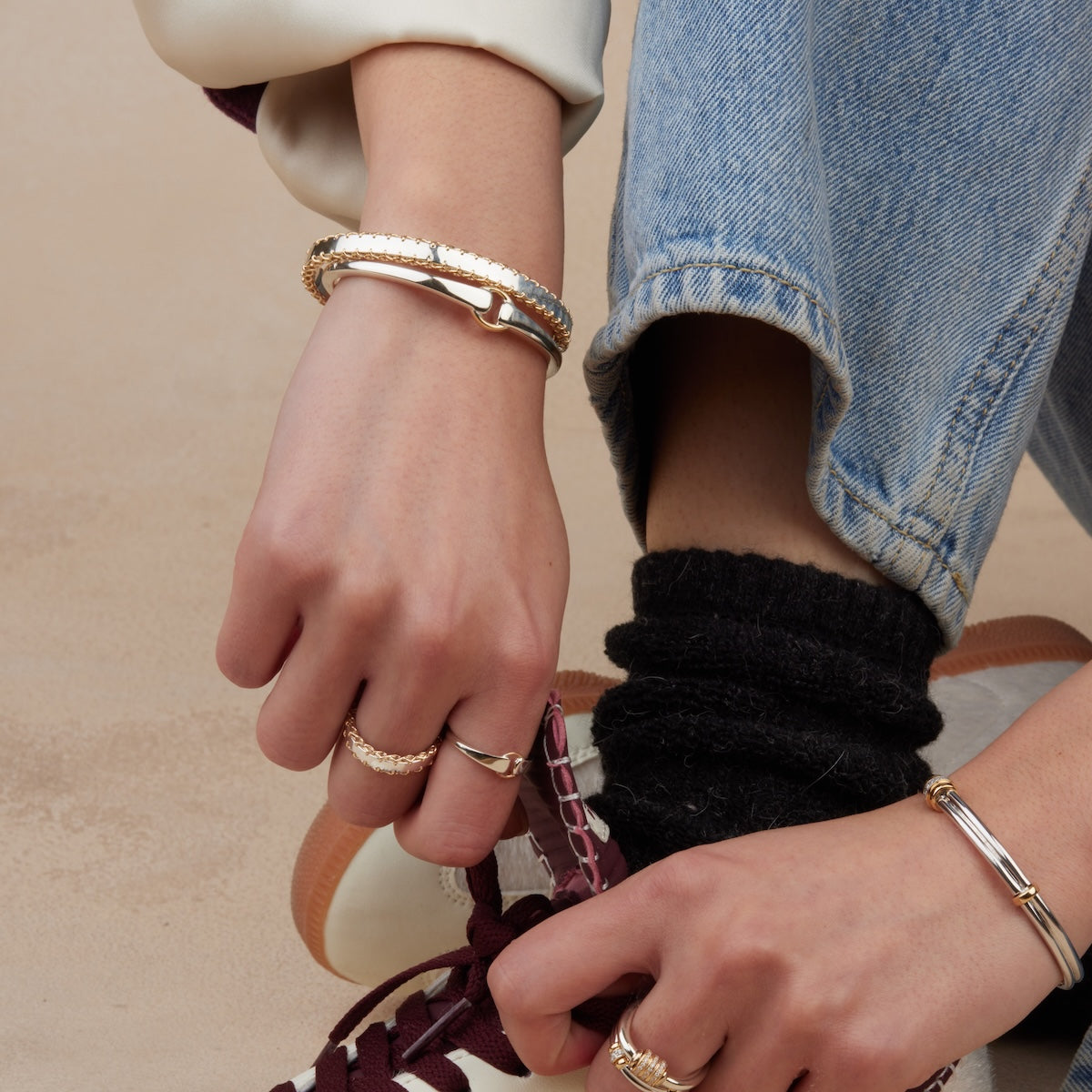 Mixed Metal Buckle Bracelet