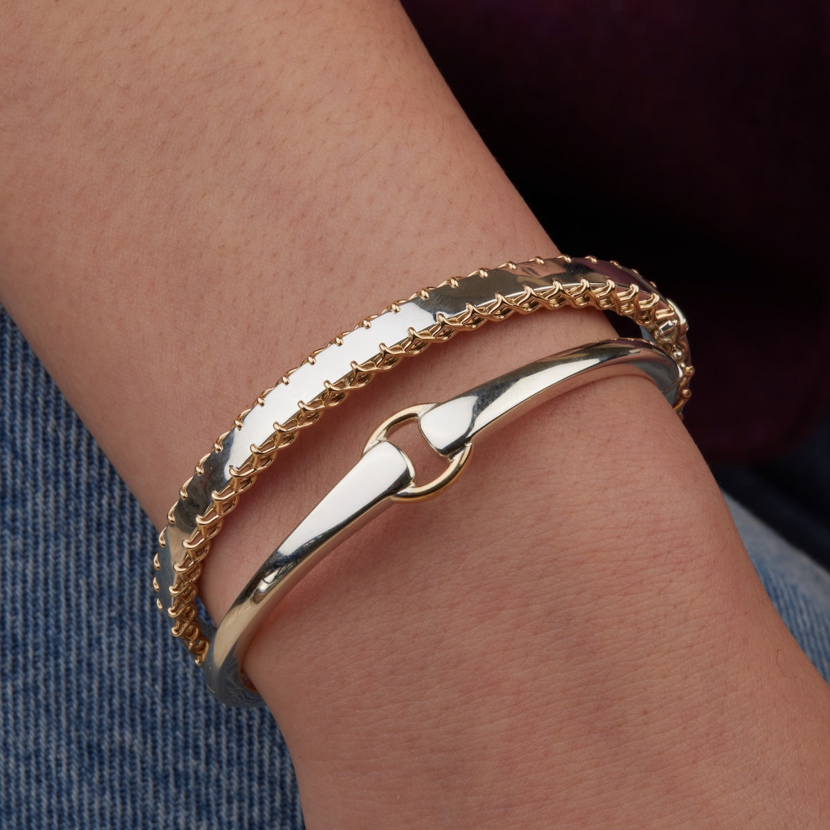 Mixed Metal Stitched Bracelet