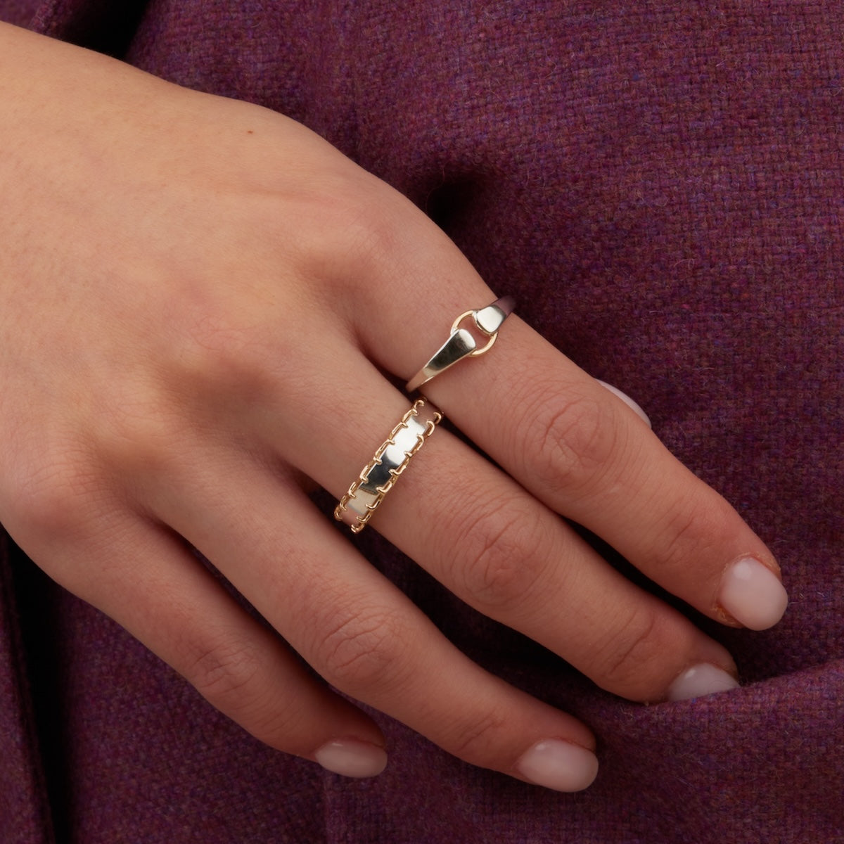 Mixed Metal Stitched Ring