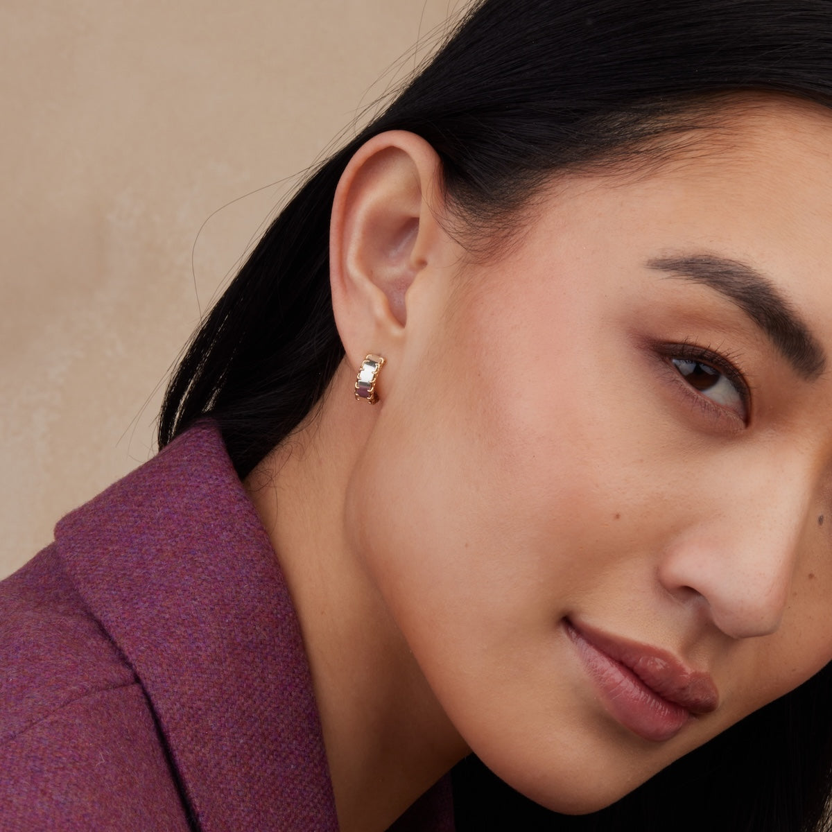 Mixed Metal Stitched Hoops