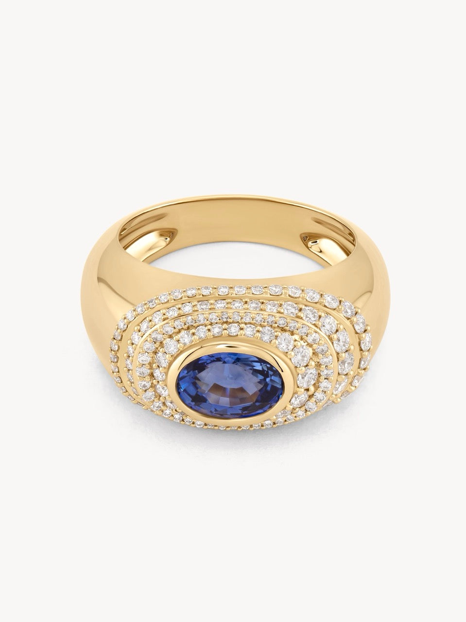 Ceylon Sapphire Bezel Halo Ring