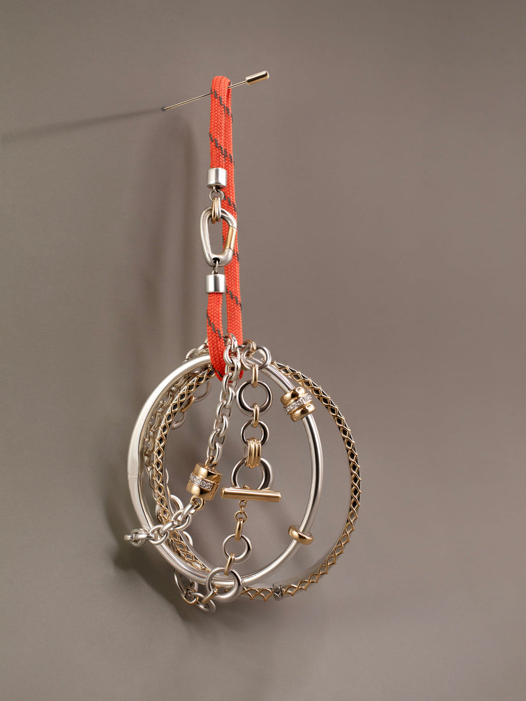 Mixed Metal Carabiner Bracelet