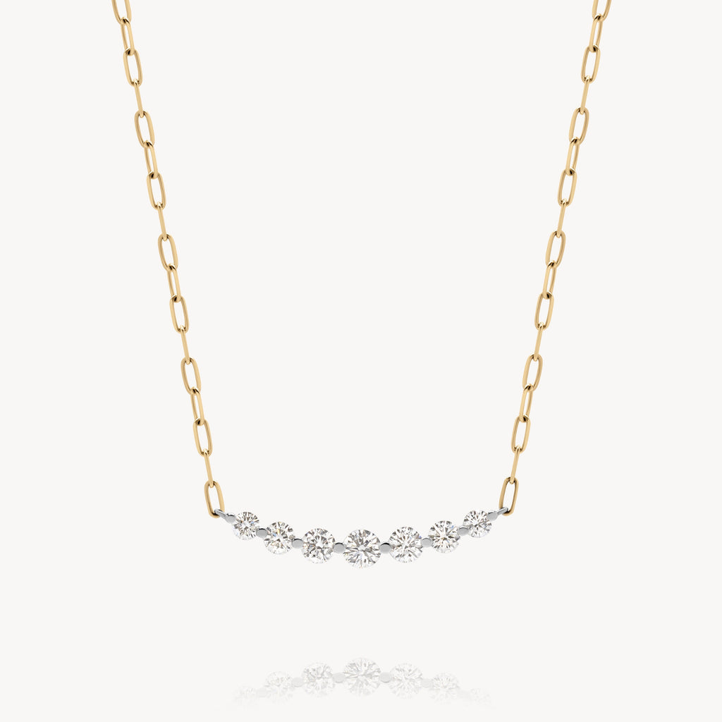 Paper Clip Floating Diamond Necklace - 10k