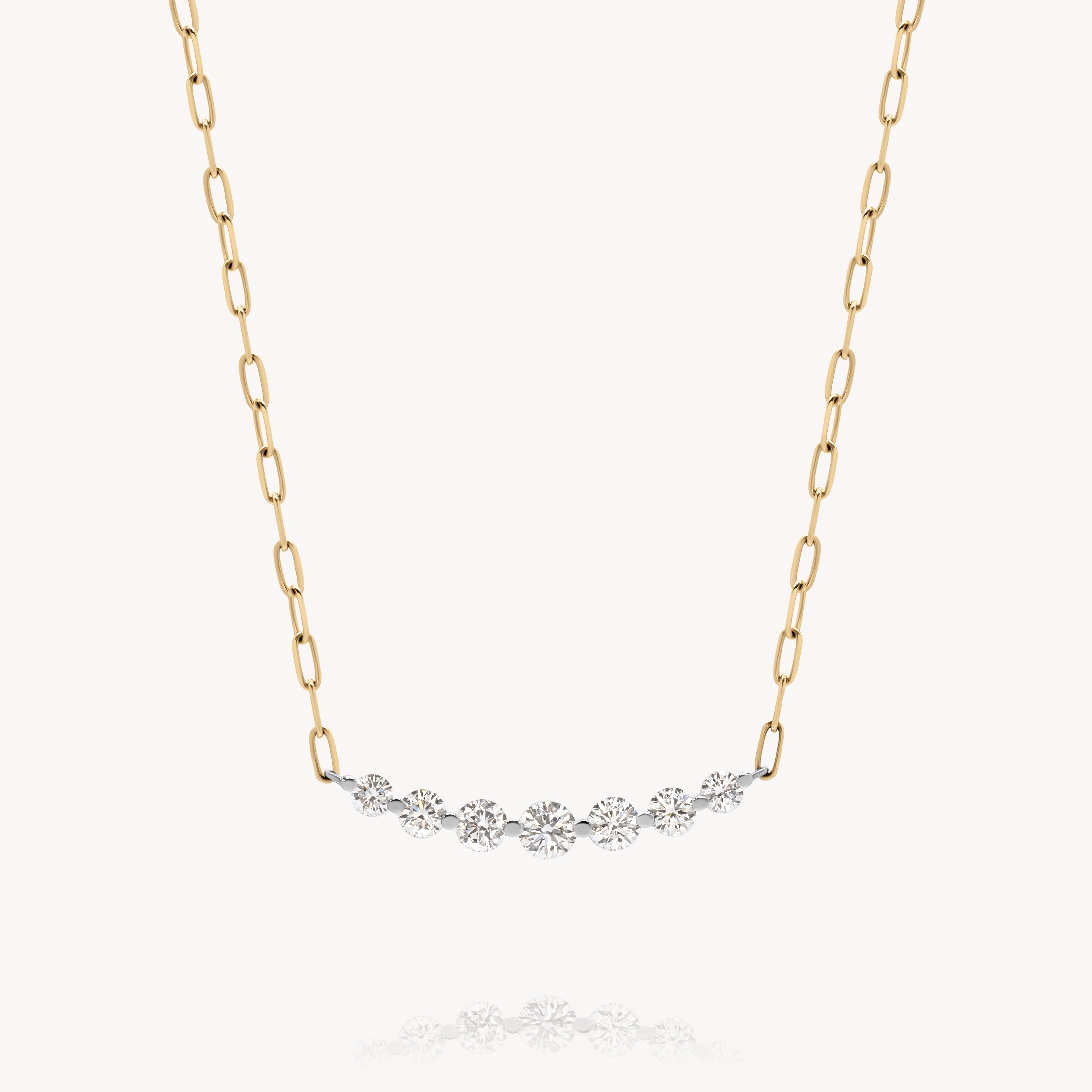 Paper Clip Floating Diamond Necklace - 10k