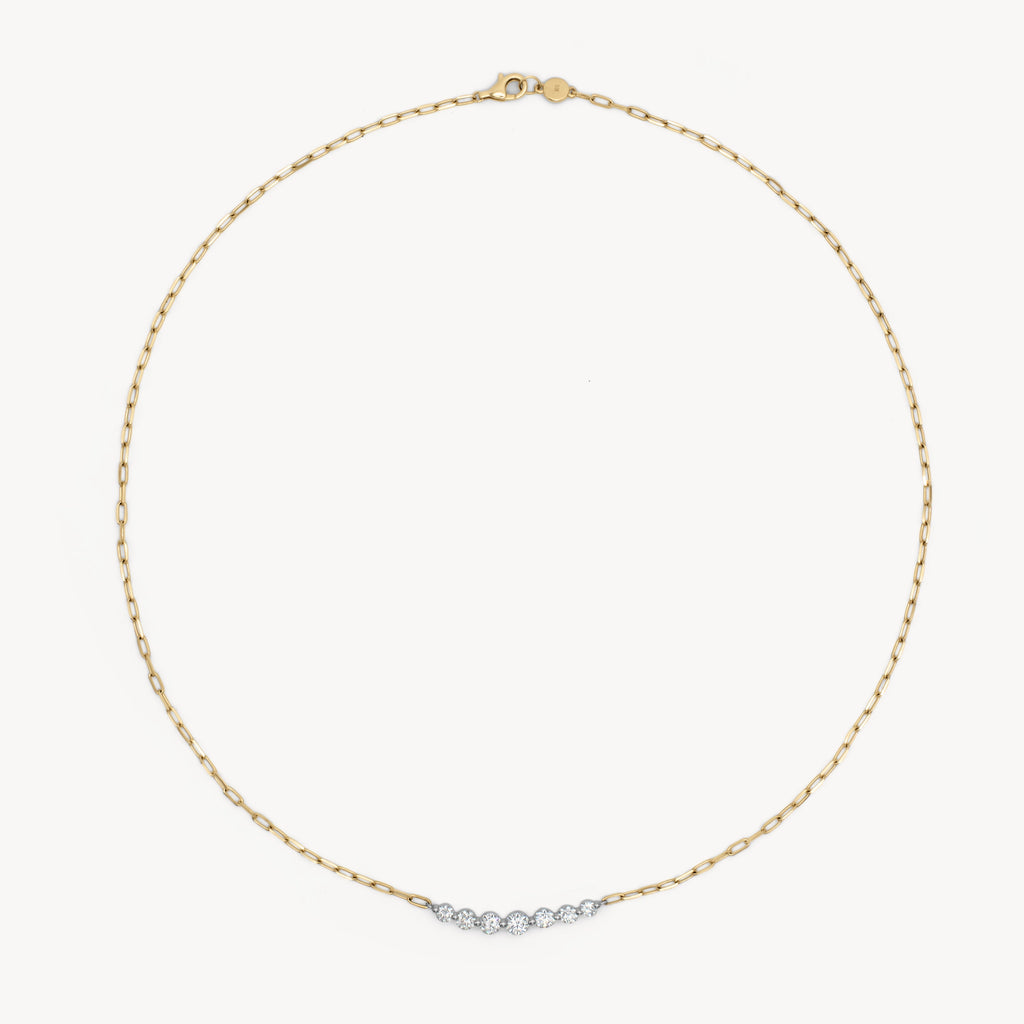 Paper Clip Floating Diamond Necklace - 10k
