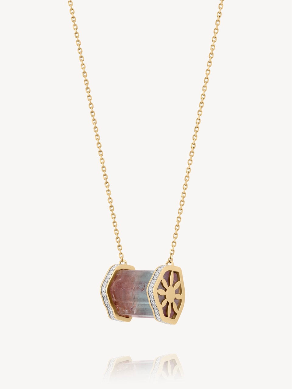 Horizontal Tourmaline Compass Pendant - OOAK