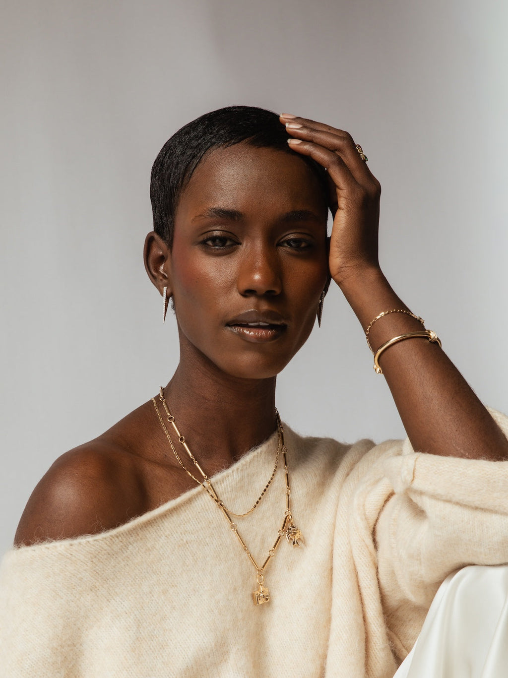 Elongated Diamond "V" Hoop Earrings