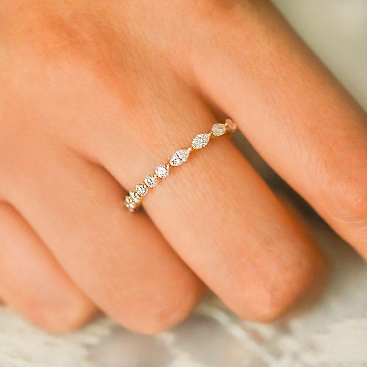 Brilliant Floating Round and Marquise Diamond Ring